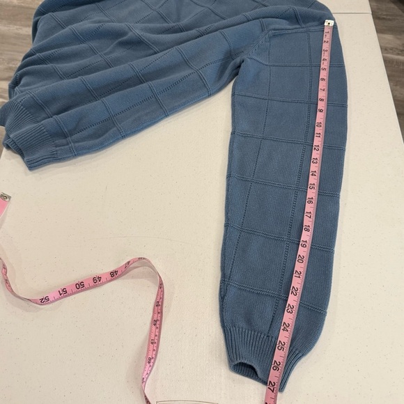 IZOD Cable Knit Sweater Blue Cotton Crew Neck Long Sleeves Men’s Size Large - Picture 7 of 12